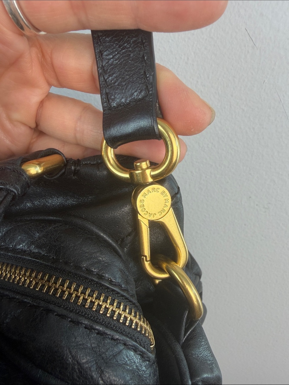 Vintage Marc By Marc Jacobs Leather Twisted Q Groove Satchel Black Y2K Purse - Picture 9 of 16
